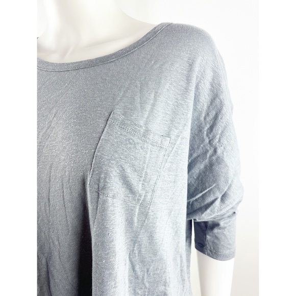 Chaser Gray Linen Top Deep Scoop Back Shirt Size M - Picture 4 of 7